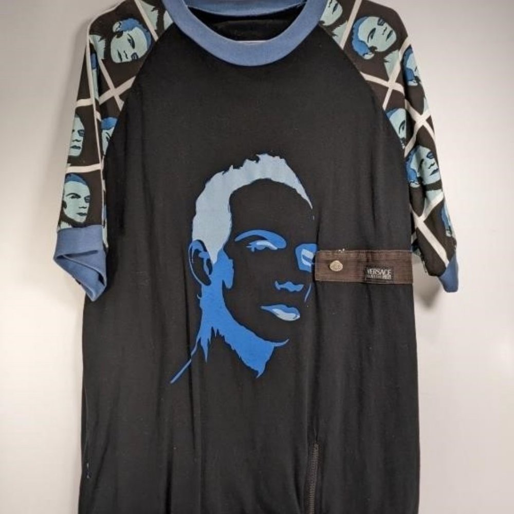 VERSACE & Andy Warhol collaboration Black & Blue large short sleeve T Shirt Tee